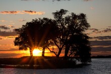 Sunset Over The Chobe River Between Namibia And Botswana