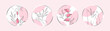 Set of icons for nail studio. Nail polish, nail brush, manicured female hands and legs. Vector illustrations