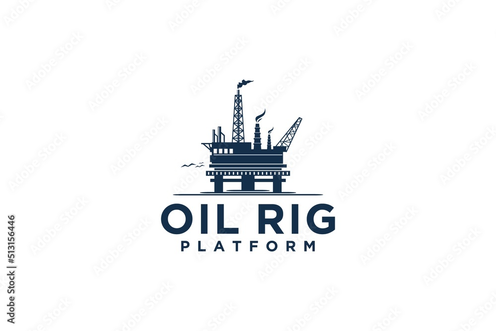 Oil Rig Monogram Offshore oil rig platform logo design industry emblem badge style ...