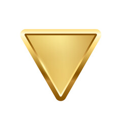 Wall Mural - gold triangle button with frame vector illustration. 3d golden glossy elegant design for empty emble