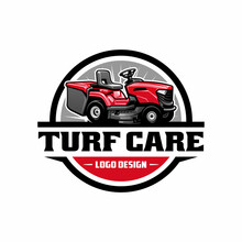 Turf And Lawn Mower Illustration Logo Vector