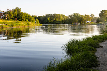 Wall Mural - Kolomenka river in Kolomna city at summer sunset