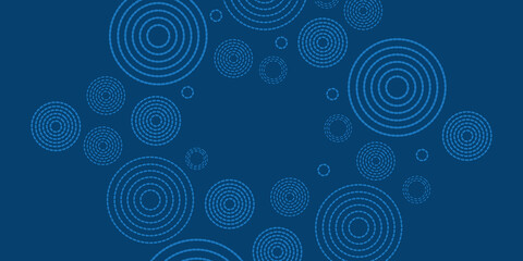 Wall Mural - abstract dark blue minimal geometric pattern background with dashed concentric circles, multi purpos