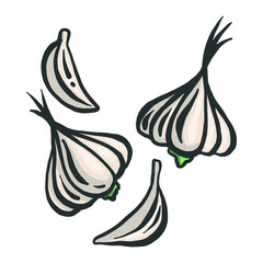 Wall Mural - Garlic icon in a flat design on a white background