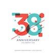 38 years anniversary celebration logo design template vector