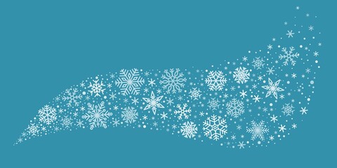 snow flake wind. winter frozen elements with star swirl, ice crystal wave and white blizzard, cold s