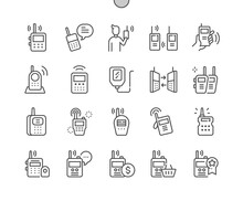 Walkie Talkie. Portable Radio Transceiver For Communication. Military Equipment. Pixel Perfect Vector Thin Line Icons. Simple Minimal Pictogram