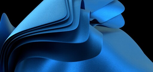 Wall Mural - abstract blue and navy blue wave background, 3d rendering wavy wallpaper