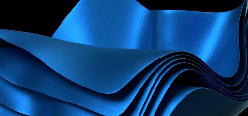 Wall Mural - abstract blue and navy blue wave background, 3d rendering wavy wallpaper