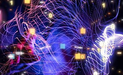 Wall Mural - neural network concept. connected cells with links.