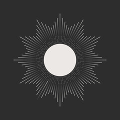 Aufkleber - Abstract sun concept with artistic geometric lines. Tattoo styles, logo or icon.