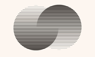 Poster - Transition in two circles with parallel lines. Abstract art geometric background for logo, icon, tattoo.