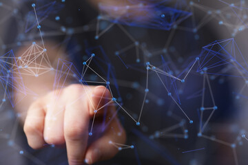 Wall Mural - concept of internet network. double exposure