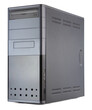 Schwarzer Desktop PC / Computer freigestellt / isoliert vor weißem Hintergrund