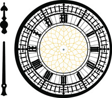 Clock Of The Big Ben Tower In Very High Detail Sketched As Vector Art. You Can Choose Your Own Time. 