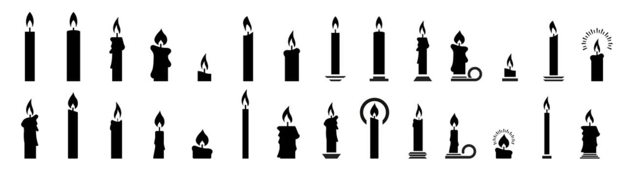 Wall Mural -  - Set candle silhouettes for religion commemorative and party