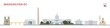 Washington DC USA city skyline with landmarks isolated on white background, capital city of the united states.
