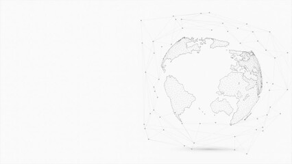 Wall Mural - Tech earth globalization in 3d animation. Global Business dots on rotating planet.
