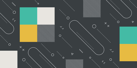 Wall Mural - Modern Abstract Background with Retro Memphis Elements and Pastel Color