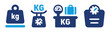Kilogram weight icon vector set. Measure mass in kg with a scale symbol illustration.