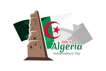 Fifth of July. Independence Day of Algeria vector illustration. Suitable for greeting card, poster and banner.