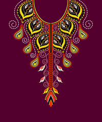 Wall Mural - Ethnic Neck Collar Embroidery for fashion and other uses in vector. Geometric oriental pattern ethnic traditional flower necklace embroidery designs for fashion clothes, t-shirts in tribal style.