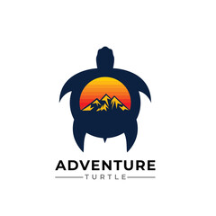 mountain  turtle logo design concept illustration.