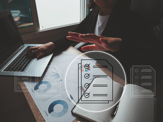 Wall Mural - online quiz idea or questionnaire questionnaire icon on digital window comment work evaluation