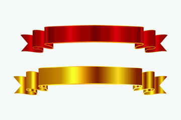 red and golden ribbon vector design