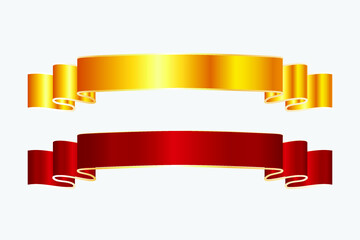 Wall Mural - red and golden ribbon vector design