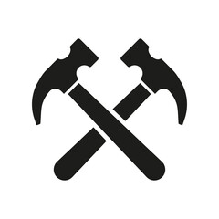 Crossed hammers vector icon on white background