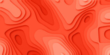 Luxury Orange Abstract Papercut Background With 3d Geometry Circles. Orange Paper Cut Banner With 3D Slime Abstract Background And Orange Waves Layers.