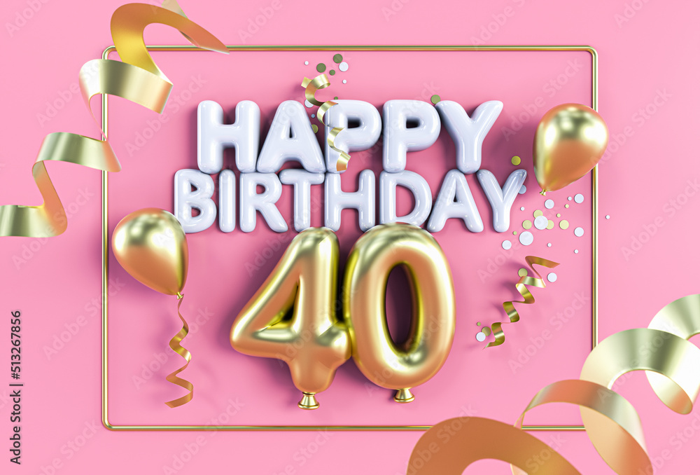 Sottobicchiere 40° Compleanno - Happy Birthday Rosa Lucido - 9x9 Cm In MDF