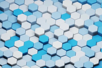 Aufkleber - Beautiful  Abstract blue hexagons. 3d rendering illustration. Background pattern for design.