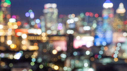 Urban city night light bokeh , defocused blur background
