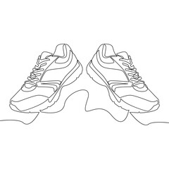 Continuous line drawing Pair of sneakers icon vector illustration concept