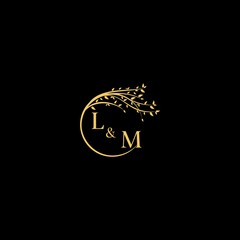 Sticker - LM nature theme logo initial concept with high quality logo design