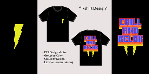 Poster - Chill and relax streetwear theme design with lightning symbol for premium vector t-shirt merchandise