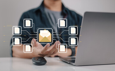Leinwandbilder - IT staff members utilize a Document Management System (DMS), an online documentation database, process automation, as well as other corporate business technology, to manage files effectively.
