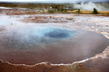 Haukadalur - the Geysirs Vallye - tourist attraction in Golden Circle of Iceland