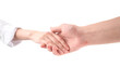 © stas_malyarevsky - Handshake. Handshaking isolated on white background. Woman and man.