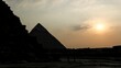Sunset view of the Great Pyramids of Giza in Giza Egypt