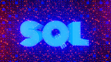 Wall Mural - sql word on abstract technology futuristic background. 3d illustration.