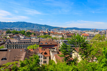 Wall Mural - Aerial view of the old town of Zurich, Switzerland