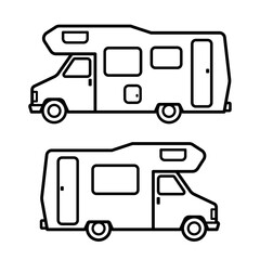 Sticker - Vintage motorhome or camper van vector icon set