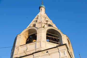 Wall Mural - top of bell tower of Assumption Cathedral of Kolomna Kremlin in Old Kolomna city at summer sunset