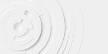 Concentric Random Rotated White Ring Or Circle Segments Fading Out Background Wallpaper Banner Flat Lay Top View From Above With Copy Space