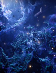 Wall Mural - nebula in outer space, planets and galaxy