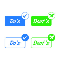 Do and Don't thumbs vector icons.
Do and Don't or Good and Bad Icons Positive and Negative Symbols. Do and Don't or Like and Unlike Icons with Positive and Negative Symbols