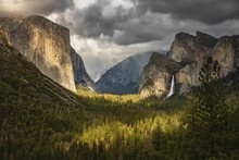 Low Angle Shot Of Beautiful Mountains In Yosemite National Park, California, USA